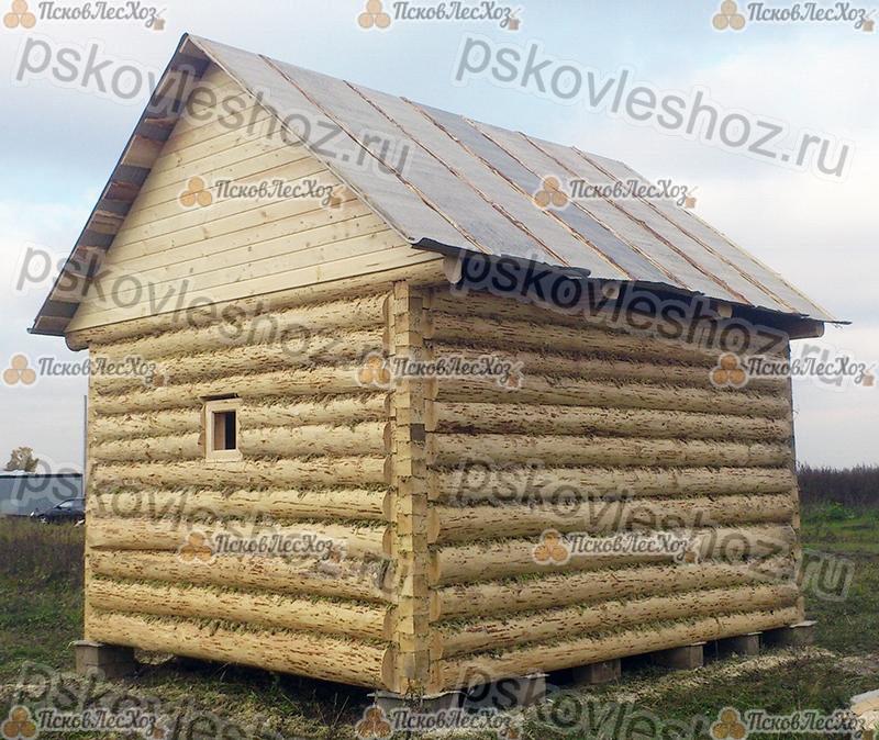 Сруб бани 4 на 5 с двускатной крышей